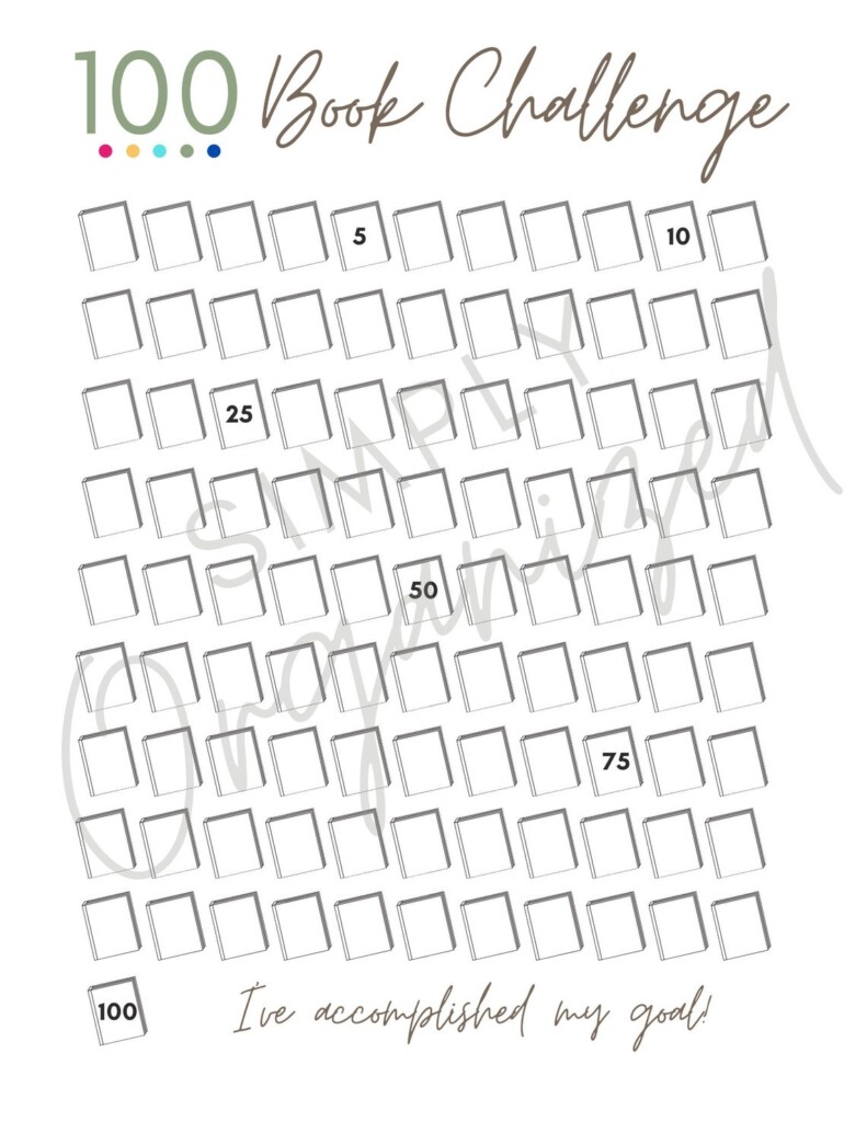 100 Book Challenge Printable PDF Book Tracker Reading Tracker Etsy