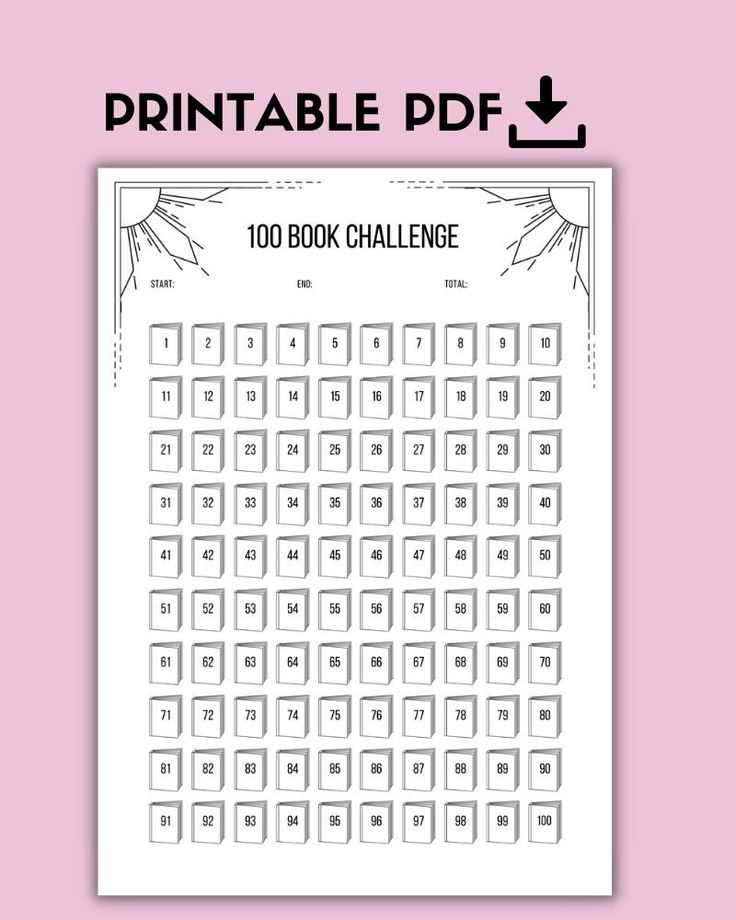 100 Book Reading Challenge Reading Planner Reading Journal Printable 