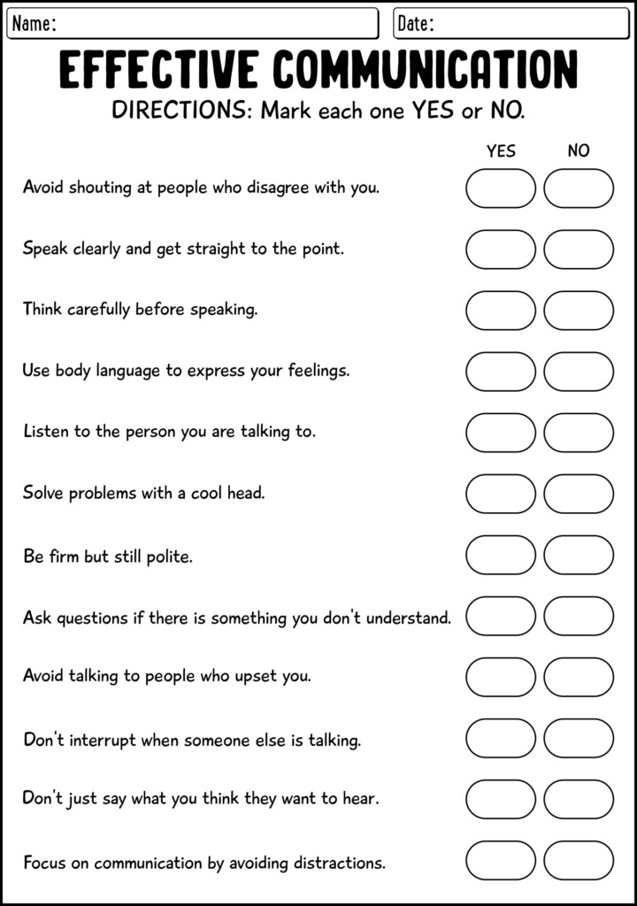 12 Effective Communication Skills Worksheets Printable Worksheeto