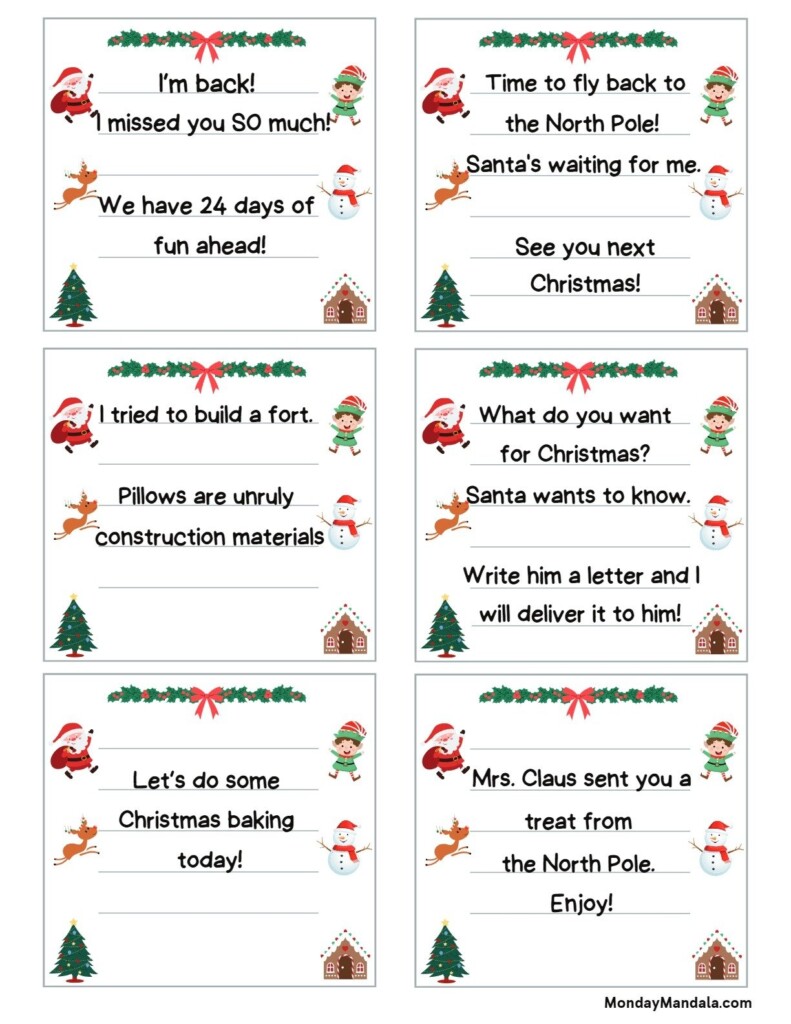 12 Elf On The Shelf Notes Free PDF Printables 