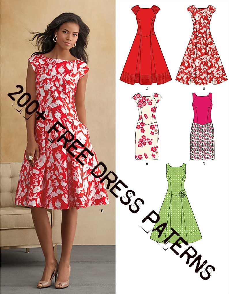 200 Free Dress Patterns Schnittmuster Kleid Kleid N hen Damenkleider