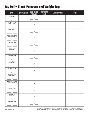 22 Printable Blood Pressure Log Forms And Templates Fillable Samples 