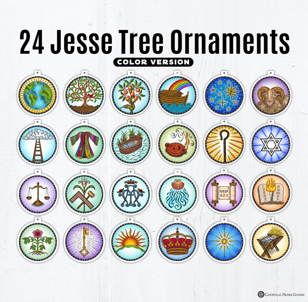 24 Jesse Tree Printable Color Ornaments PDF Full Color Etsy