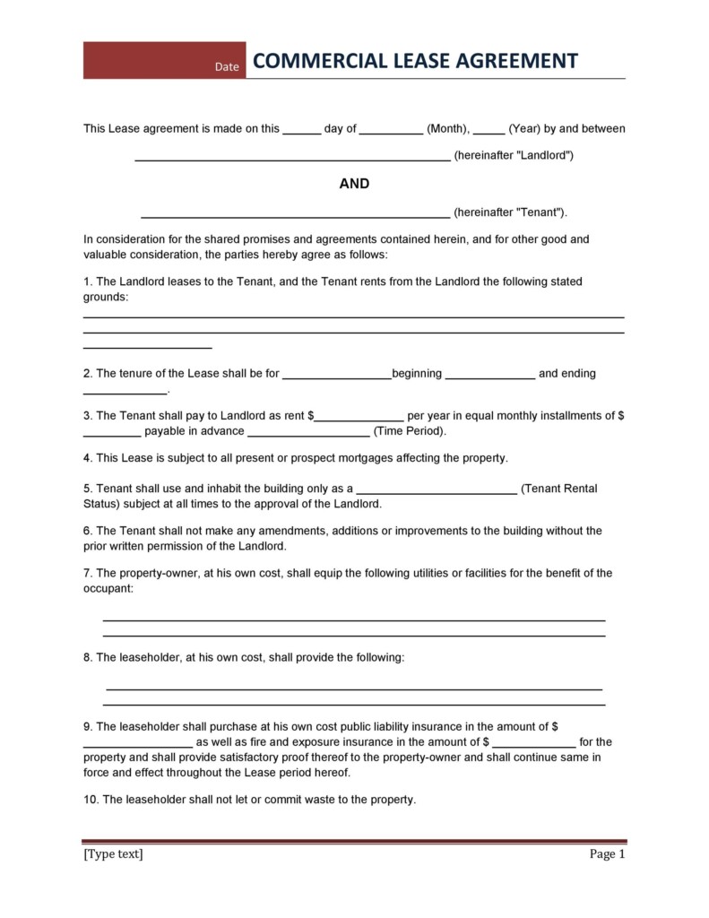 27 Free Commercial Lease Agreement Templates TemplateLab
