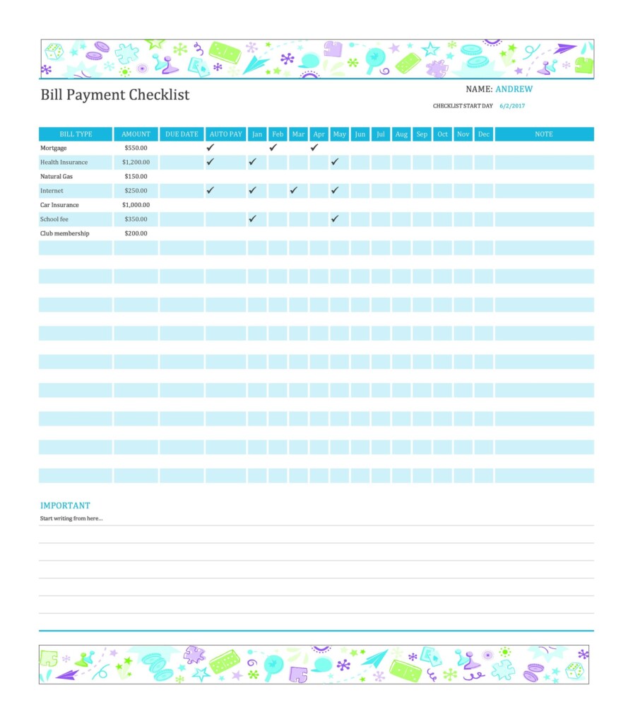 33 Free Bill Pay Checklists Bill Calendars PDF Word Excel 