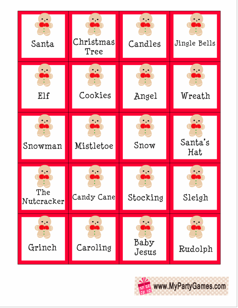33 Free Printable Christmas Pictionary Clue Cards