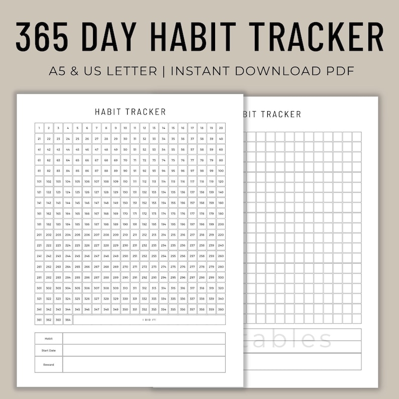 365 Day Habit Tracker Printable