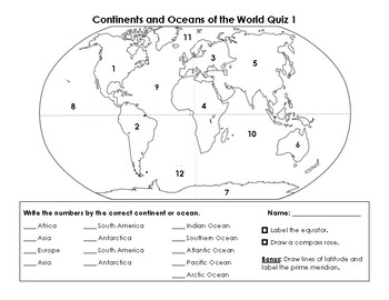38 Continents And Oceans Quiz Worksheet