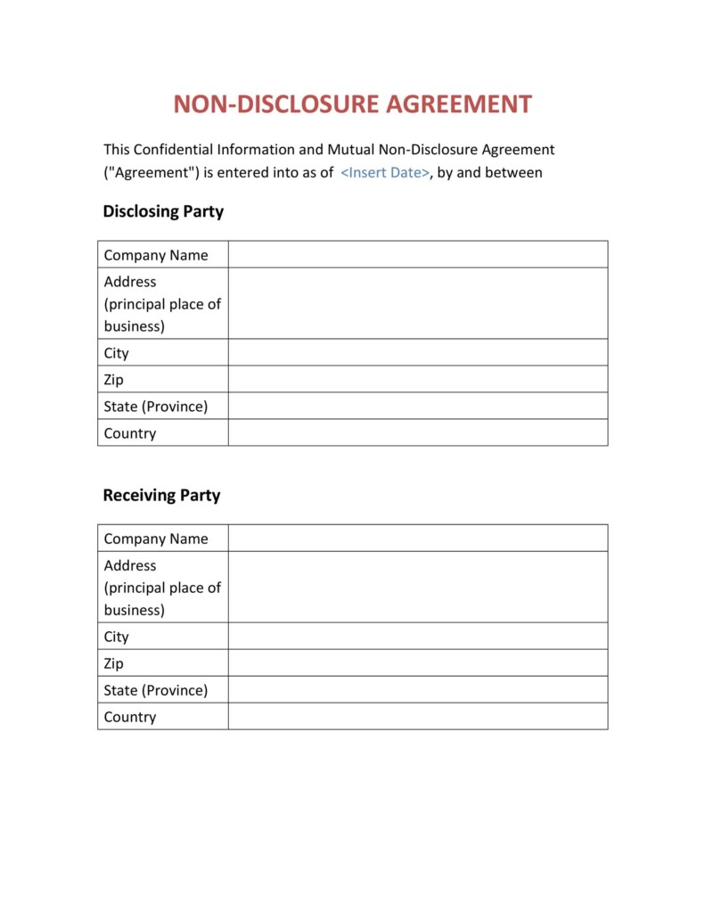 40 Non Disclosure Agreement Templates Samples Forms TemplateLab