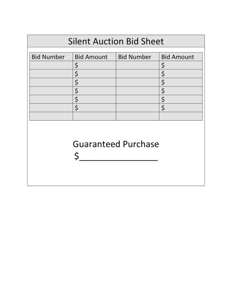 40 Silent Auction Bid Sheet Templates Word Excel TemplateLab