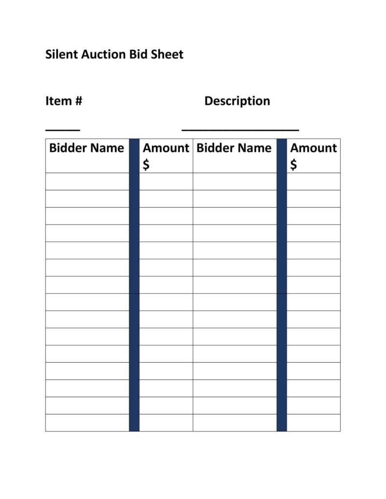 40 Silent Auction Bid Sheet Templates Word Excel TemplateLab