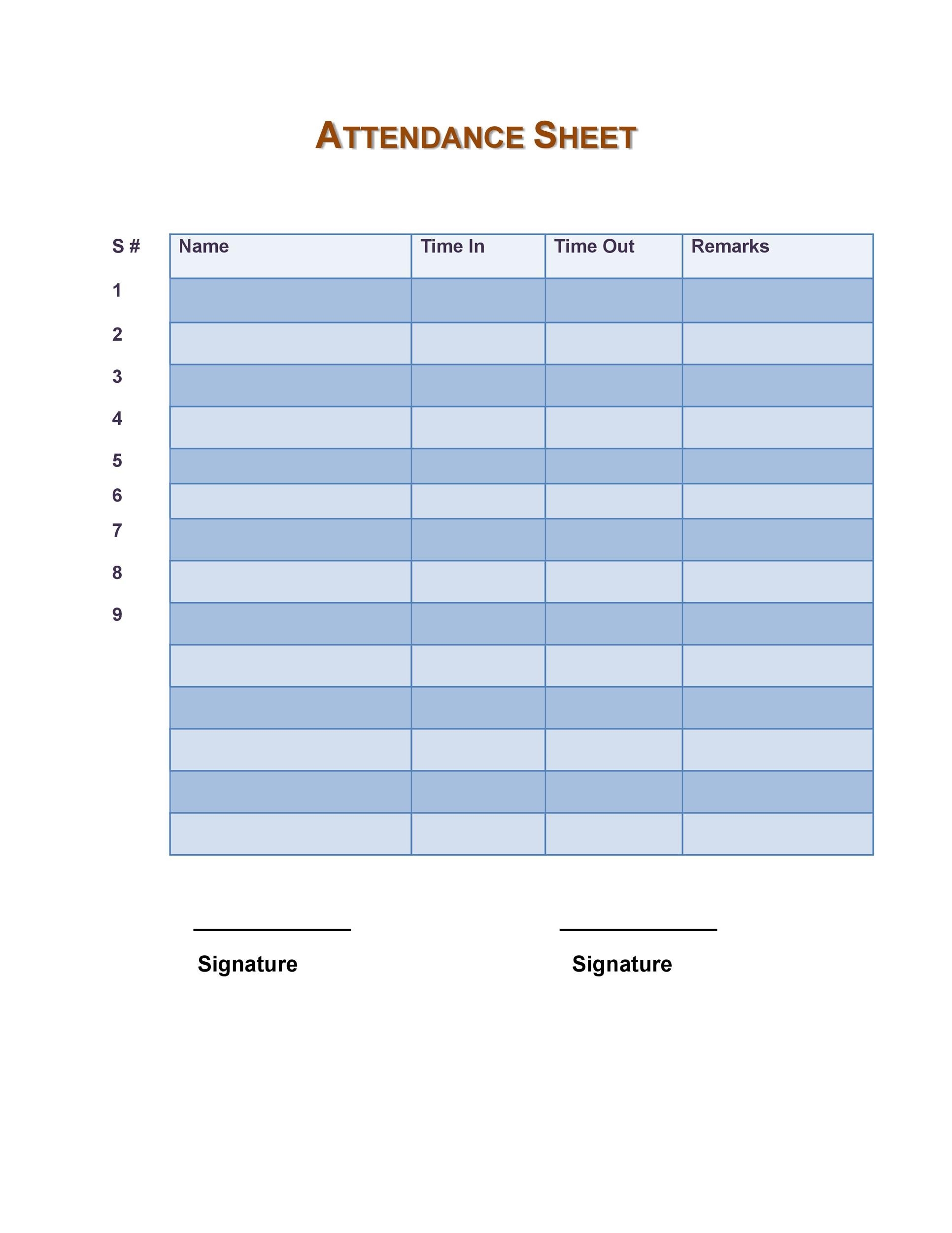 43 Free Printable Attendance Sheet Templates TemplateLab