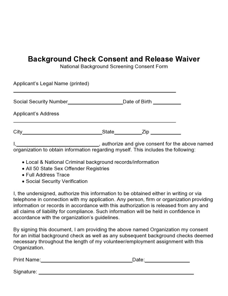 47 Free Background Check Authorization Forms TemplateLab