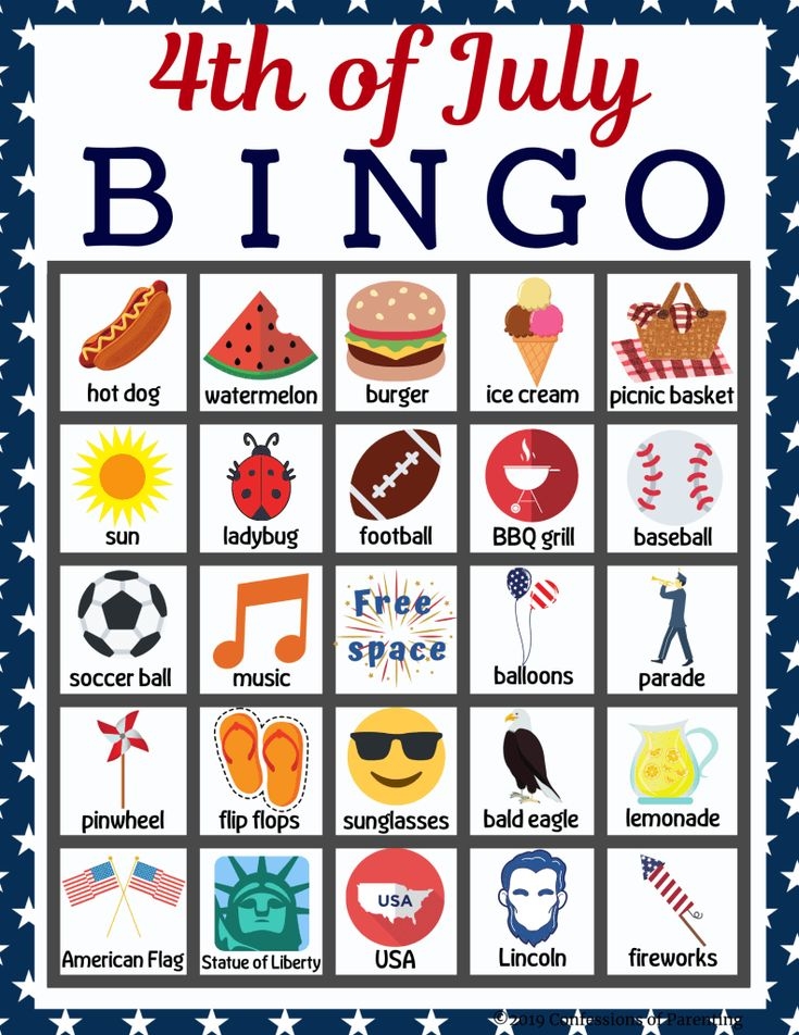4Th Of July Bingo Free Printable Printable Calendars AT A GLANCE