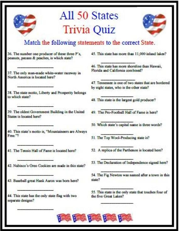 4Th Of July Trivia Questions Printable Printable Sight Words List