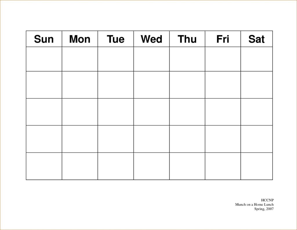 5 Day Printable Calendar