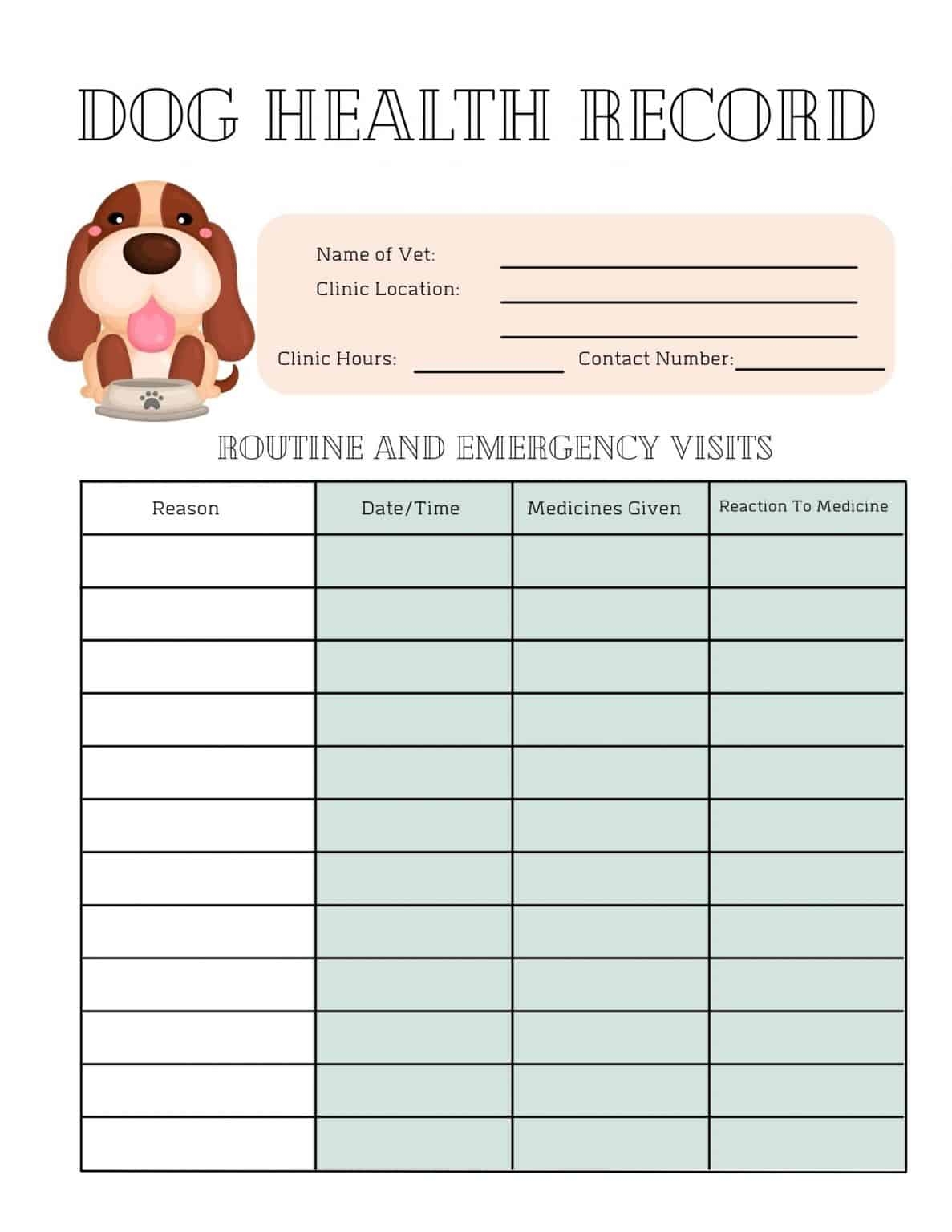 5 FREE Printable Pet Health Record Sheets My Printable Home