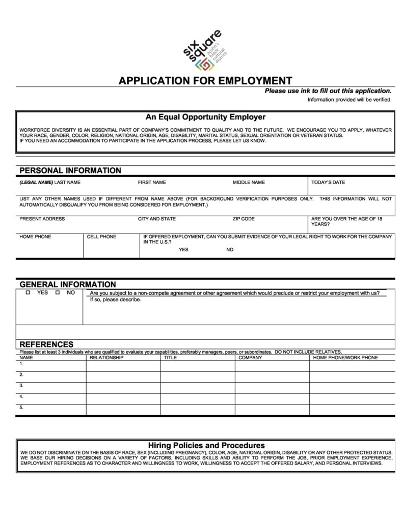 50 Free Employment Job Application Form Templates Printable 