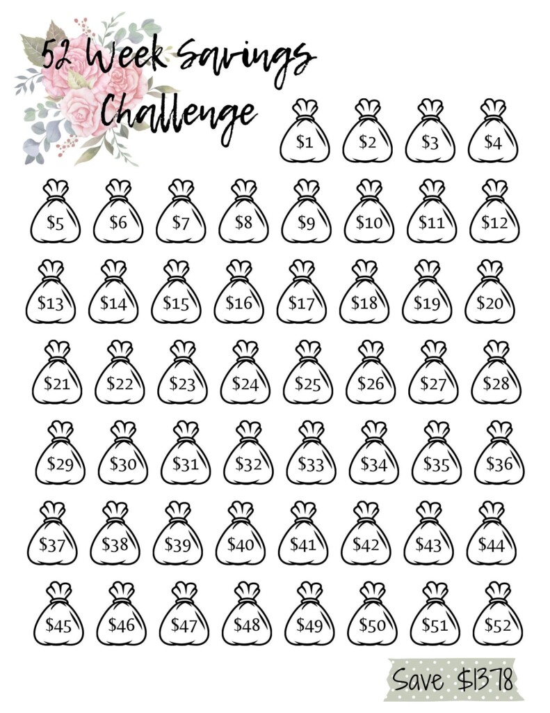 52 Week Savings Challenge Digital PDF Download File Have Fun Etsy