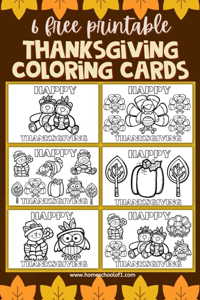 6 Free Printable Thanksgiving Cards To Color For Kids