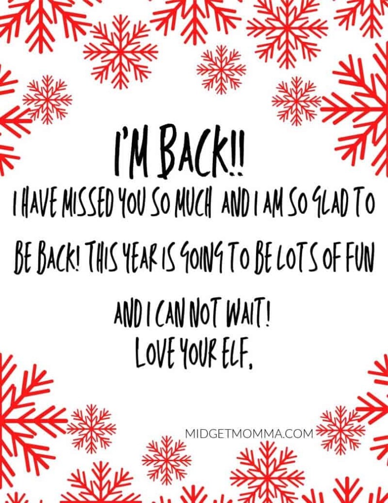 7 Awesome Elf On The Shelf quot I 39 m Back quot Letter Printables MidgetMomma