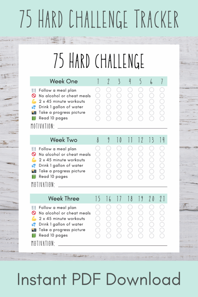 75 Hard Checklist Printable Printable Sight Words List