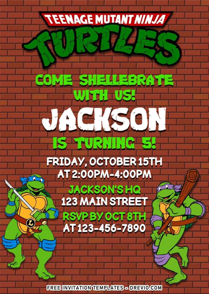 8 Totally Awesome Teenage Mutant Ninja Turtles Invitation Templates 
