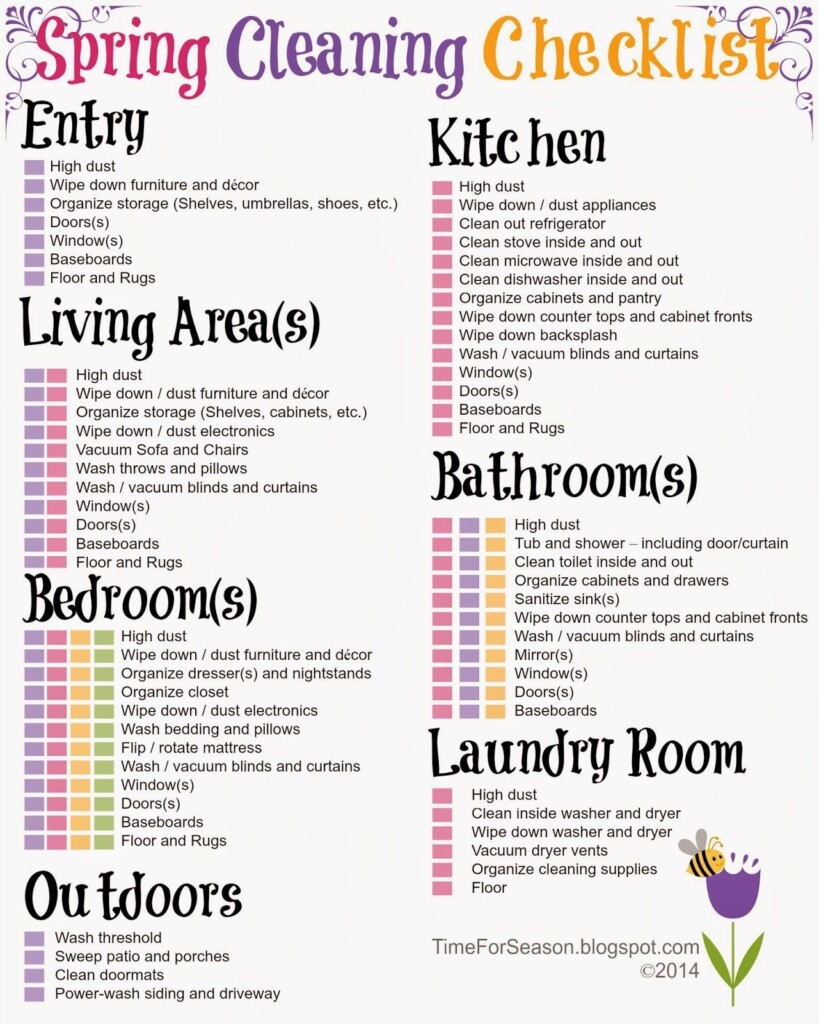 A Time For Seasons Free Printable Spring Cleaning Checklist Spring 