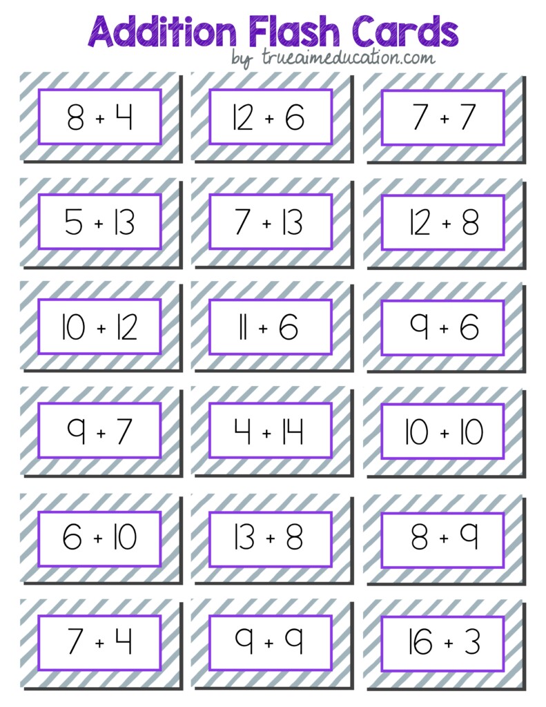 Addition And Subtraction Flash Cards 0 20 Printable Free