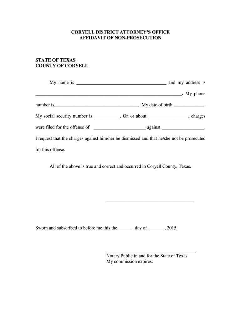 Affidavit Non Prosecution Form Fill Out Sign Online DocHub