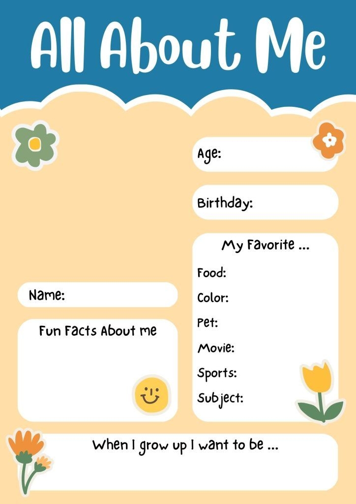 All About Me Printable Templates All About Me Worksheet All About Me 