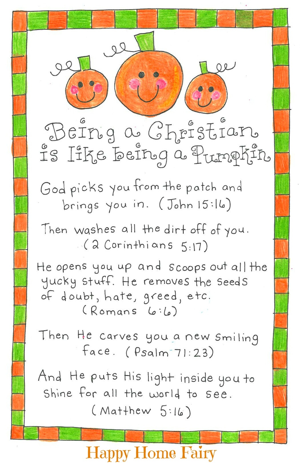 Being A Christian Is Like Being A Pumpkin FREE Printable Happy
