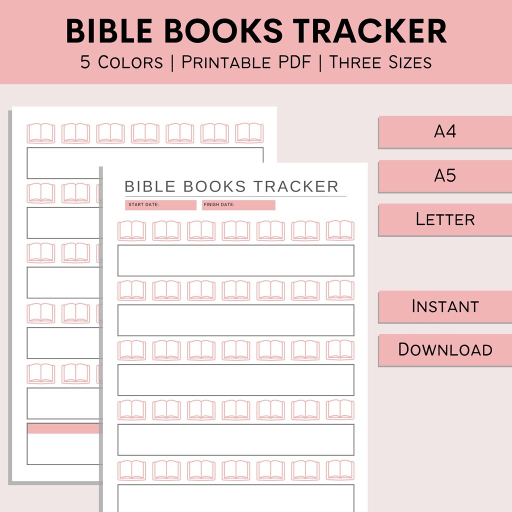 Bible Book Tracker Printable Reading Journal Bible Studies Prayer 