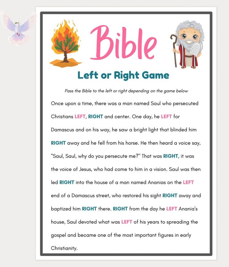 Bible Games Left Or Right Bible Game Womens Ministry Games Bible Games 