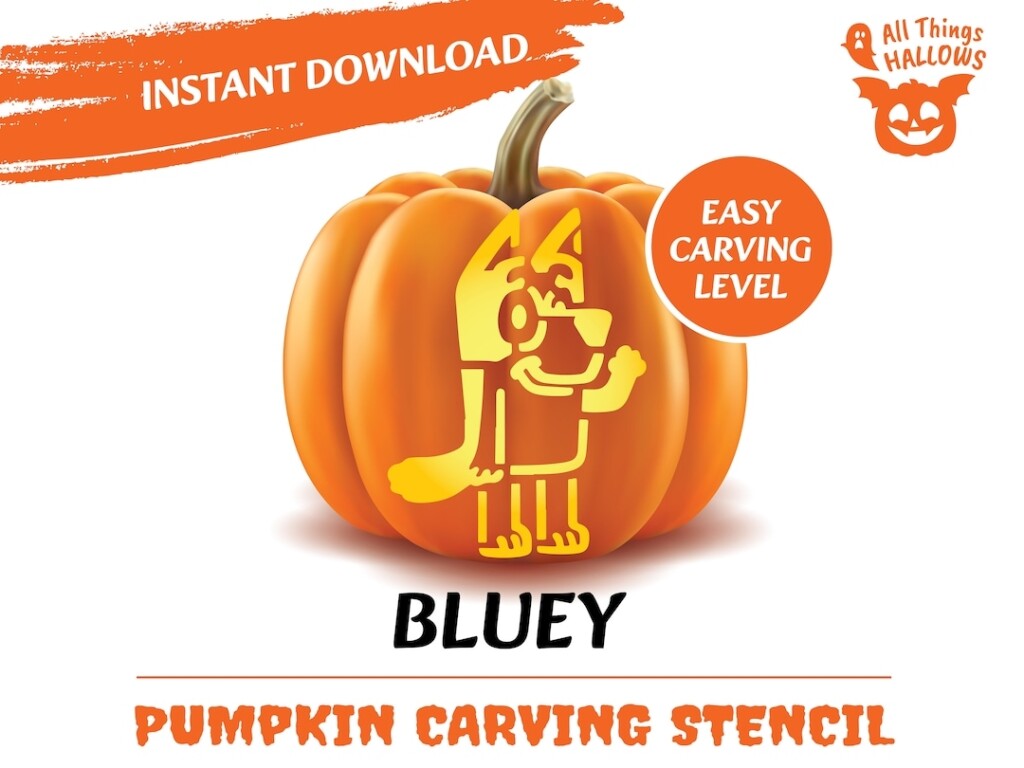 Bluey Pumpkin Stencil Printable Mom Wife Busy Life 