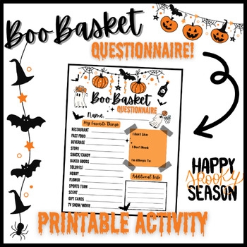Boo Basket Questionnaire Printable By Becki Hissong TPT