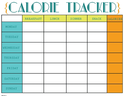 Calorie Counter Chart Printable Room Surf