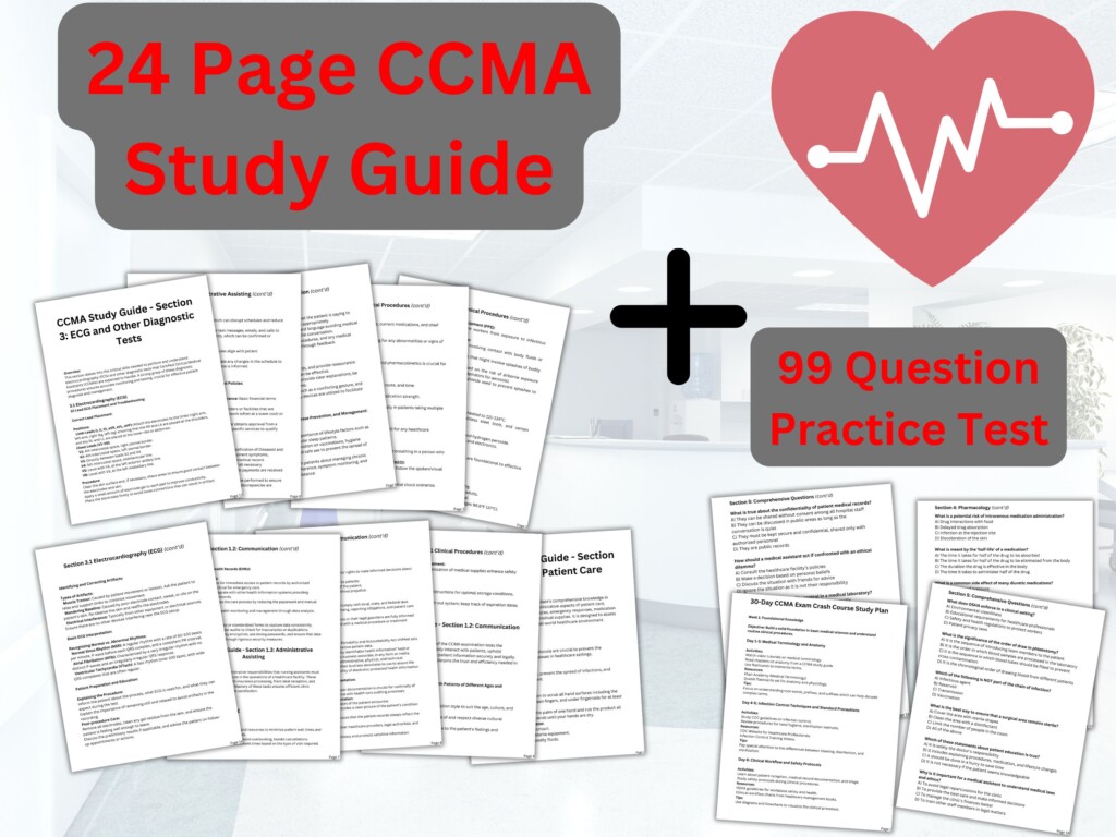 CCMA Study Guide Printable PNG Bundle Medical Assistant Certification 
