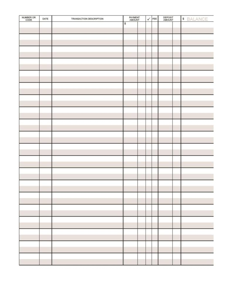 Checkbook Register Template Printable Free Printable Free Templates