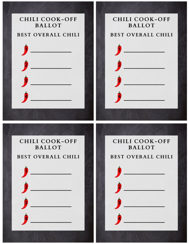 Chili Cook off Voting Ballot Printable Instant Digital Download Chili 