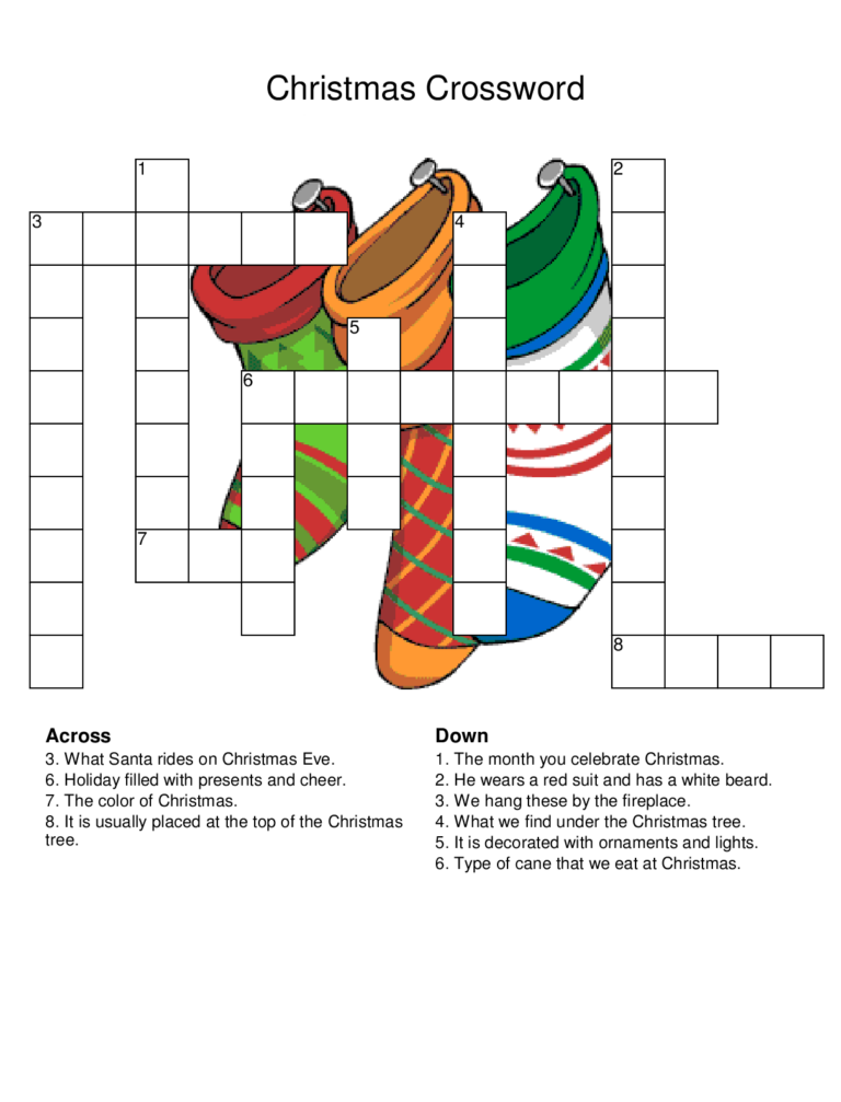 Christmas Crossword Puzzles Free Printable Template insidethehood