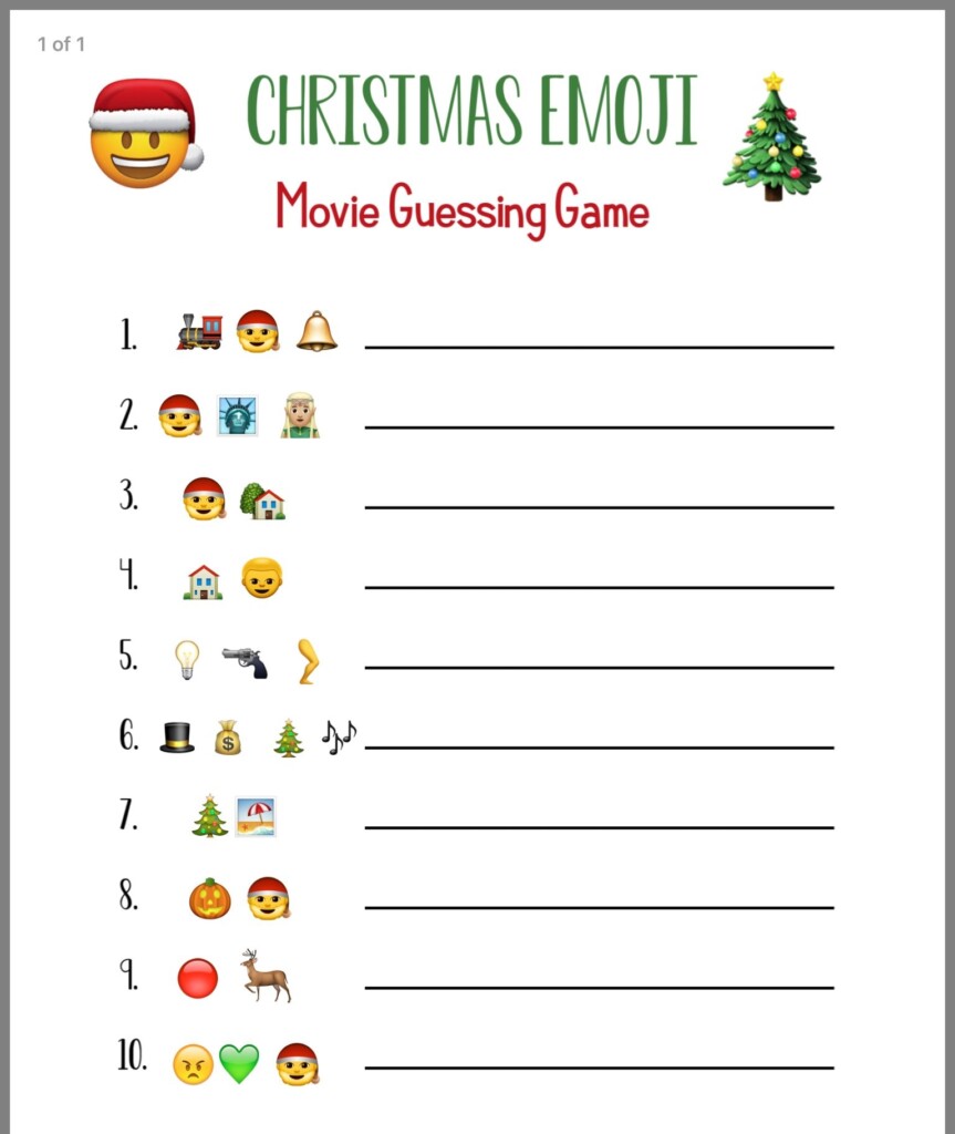 Christmas Emoji Game Free Printable