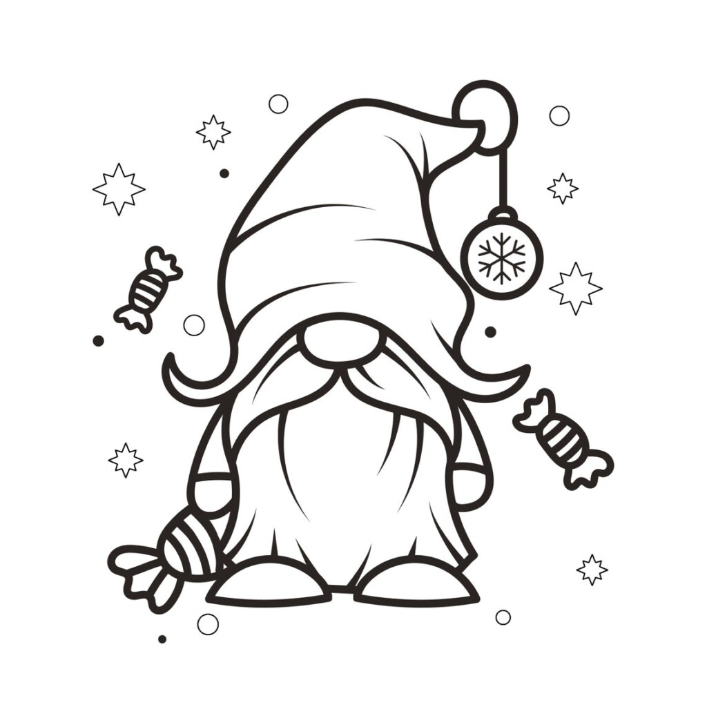 Christmas Gnome Coloring Pages Printable