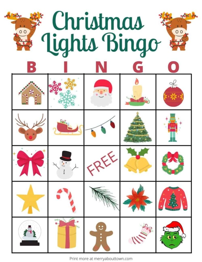 Christmas Lights Bingo Printable Merry About Town