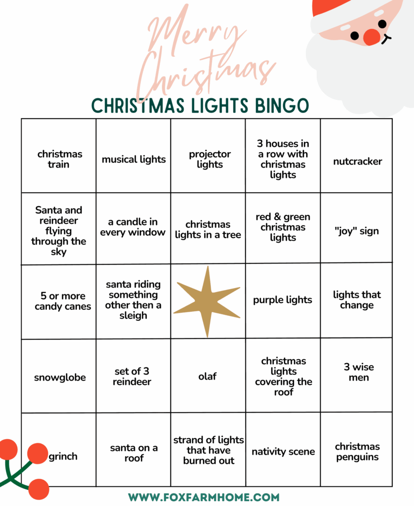 Christmas Lights Bingo With Free Printable Cards Fox Farm Home