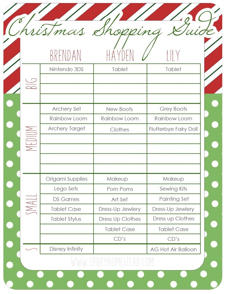 Christmas Shopping List Printable Free Free Templates Printable