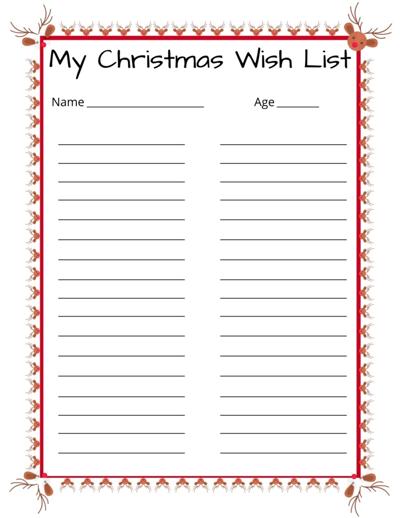 Christmas Wish List Templates Free Printable