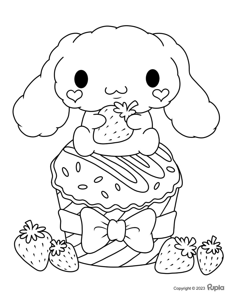  Cinnamoroll Eating A Strawberry Printable Coloring Page For Free 