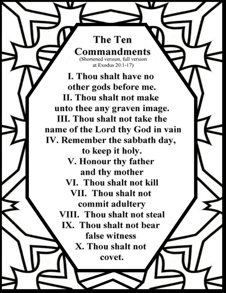 Collection Of 10 Commandments Coloring Pages Free Printable