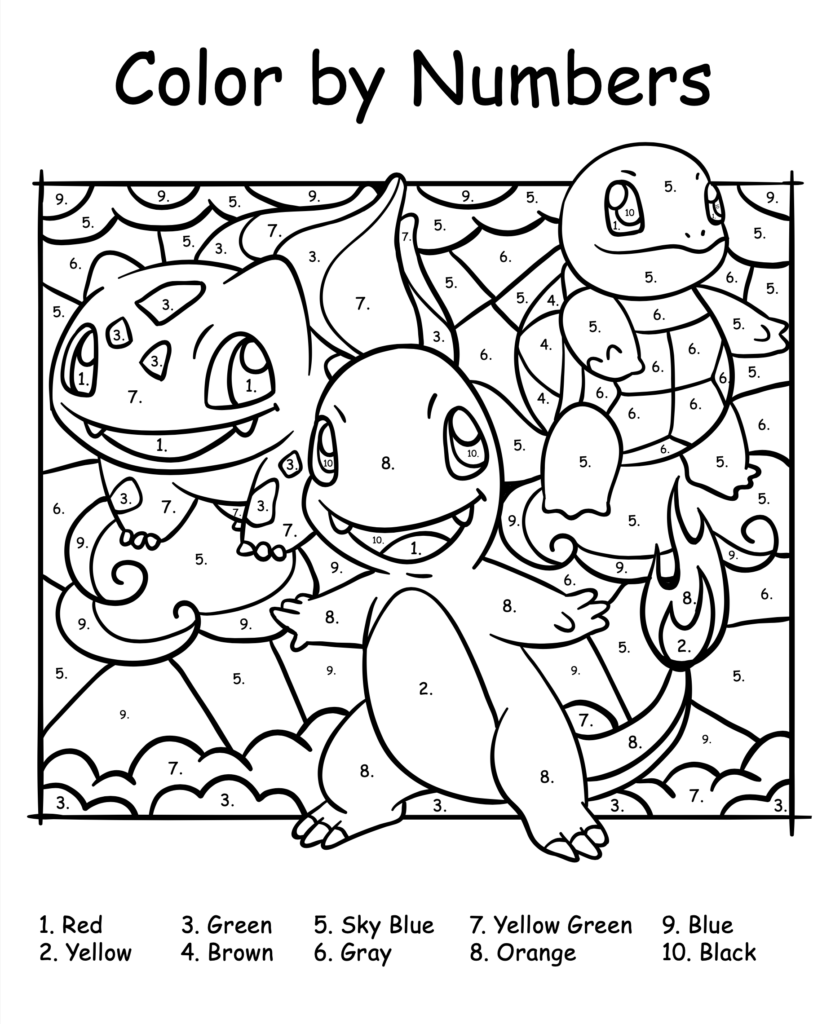 Color By Number Pokemon Printable